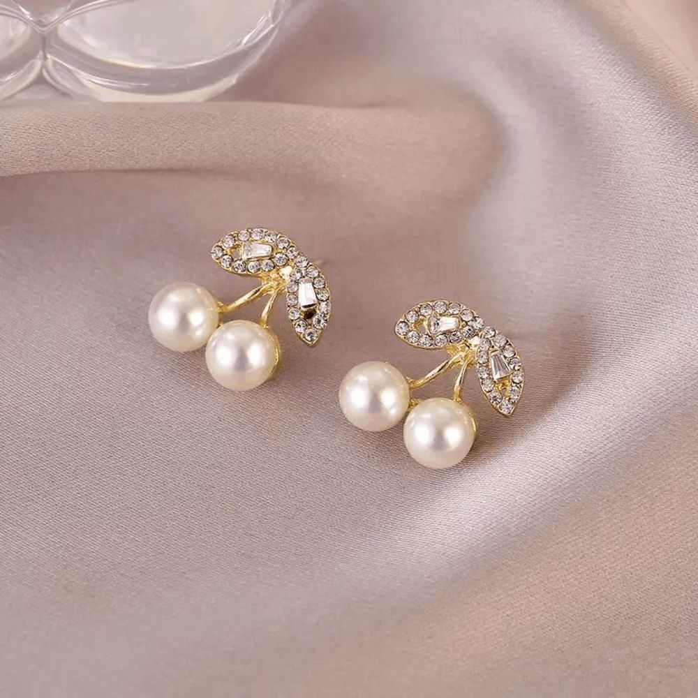 Pearl Diamonds Cherry Stud Earrings